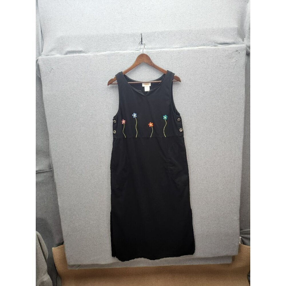 Talbots‎ Black Sleeveless Embroidered Floral Dress Size 8